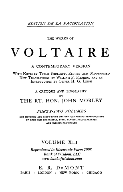 The Works of Voltaire, Vol. 41 of 42 vols. + INDEX volume 43